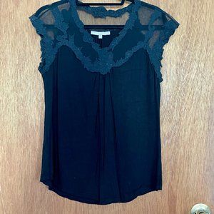 Black Mesh Trim Blouse